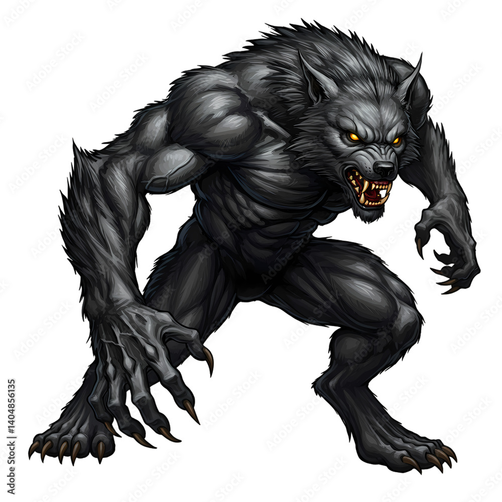 Fototapeta premium Werewolf Monster Image on Transparent background