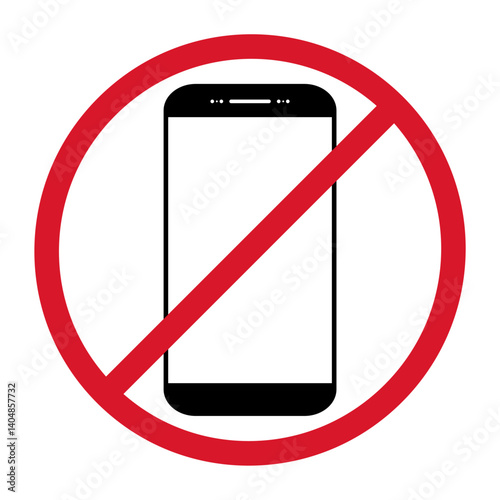 Mobile forbidden icon, no use phone sign, ban smartphone label vector illustration .