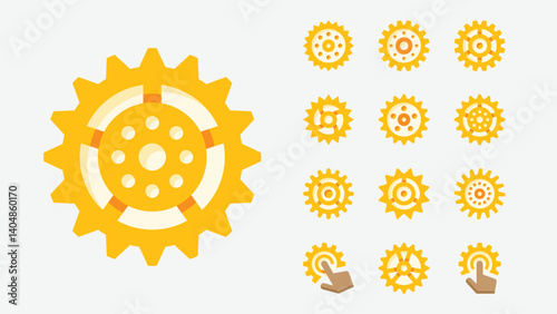 Gear Cogwheel Mechanism Color Icons