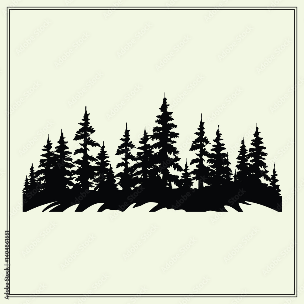 Fototapeta premium Forest Silhouette, Misty Wilderness