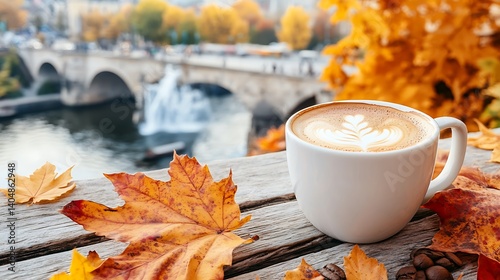 Autumnal coffee break with Parisian cityscape views.