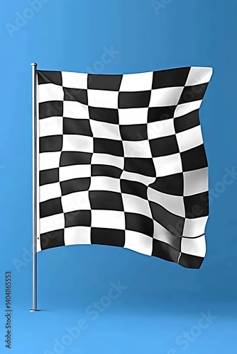 Checkered Flag Against Blue Background