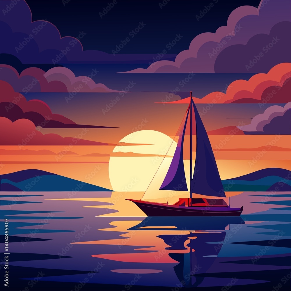 Naklejka premium sailboat at sunset