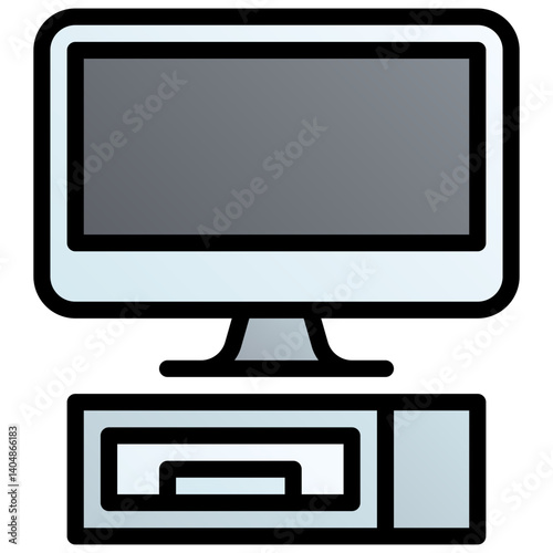 PC. Editable vector icon, coloured with outlined stroke.