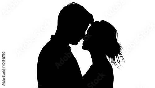 Silhouette of couple embracing and sharing an intimate moment  