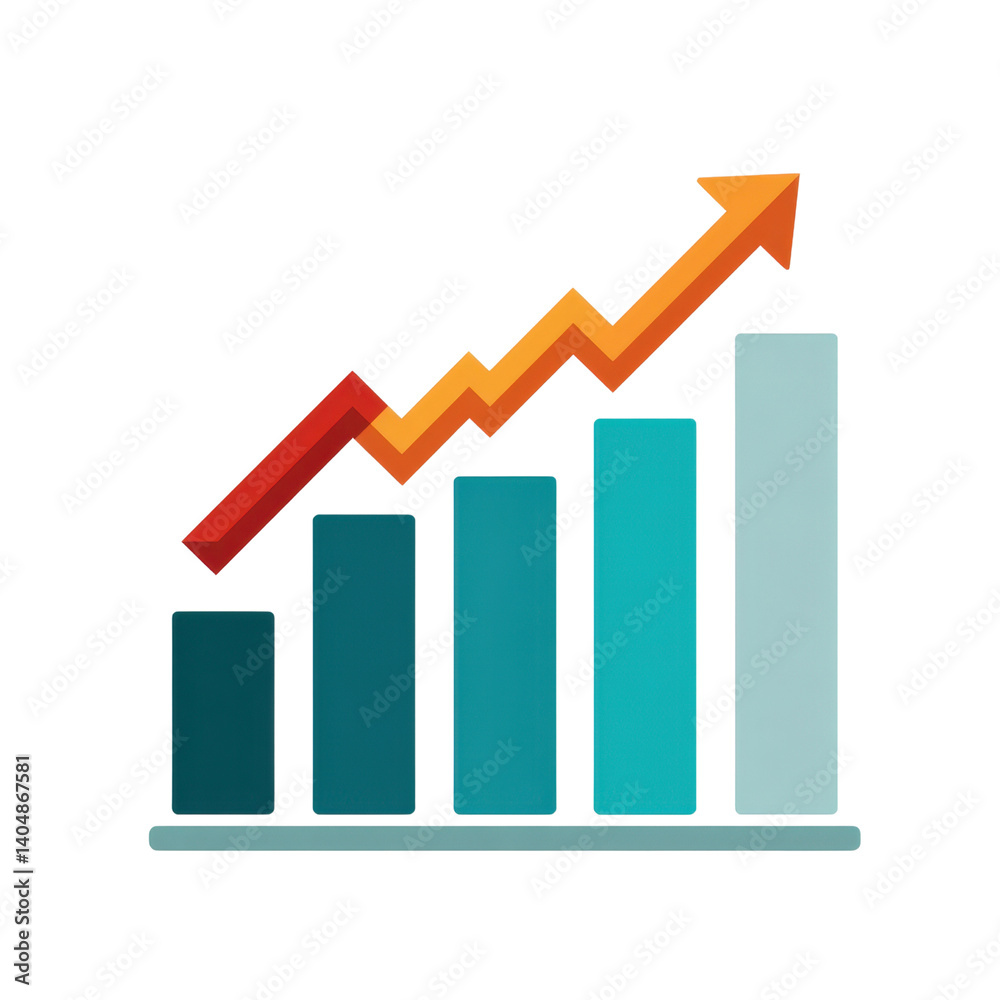 Ascending Teal And Orange Bar Graph Showing Growth isolated on transparent background Ascending Teal And Orange Bar Graph Showing Growth isolated on transparent background