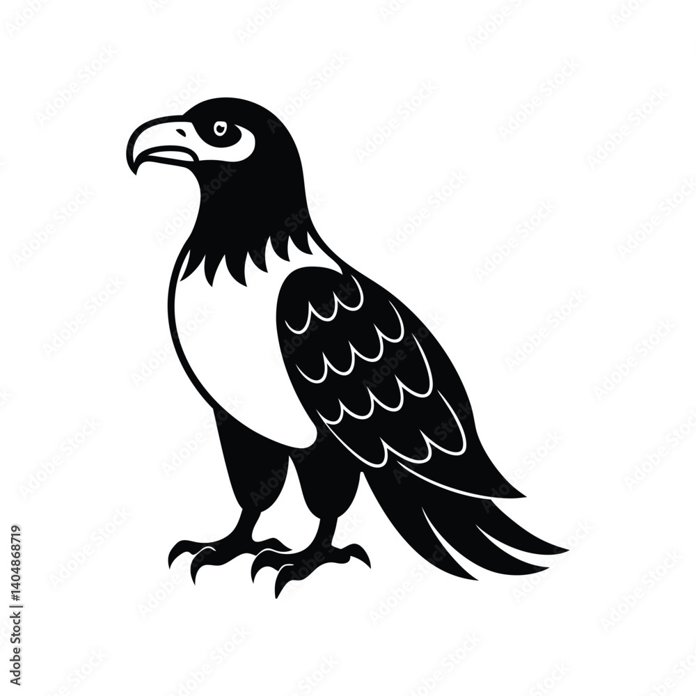 Fototapeta premium Majestic eagle vector illustration, a wild bird silhouette isolated on white.