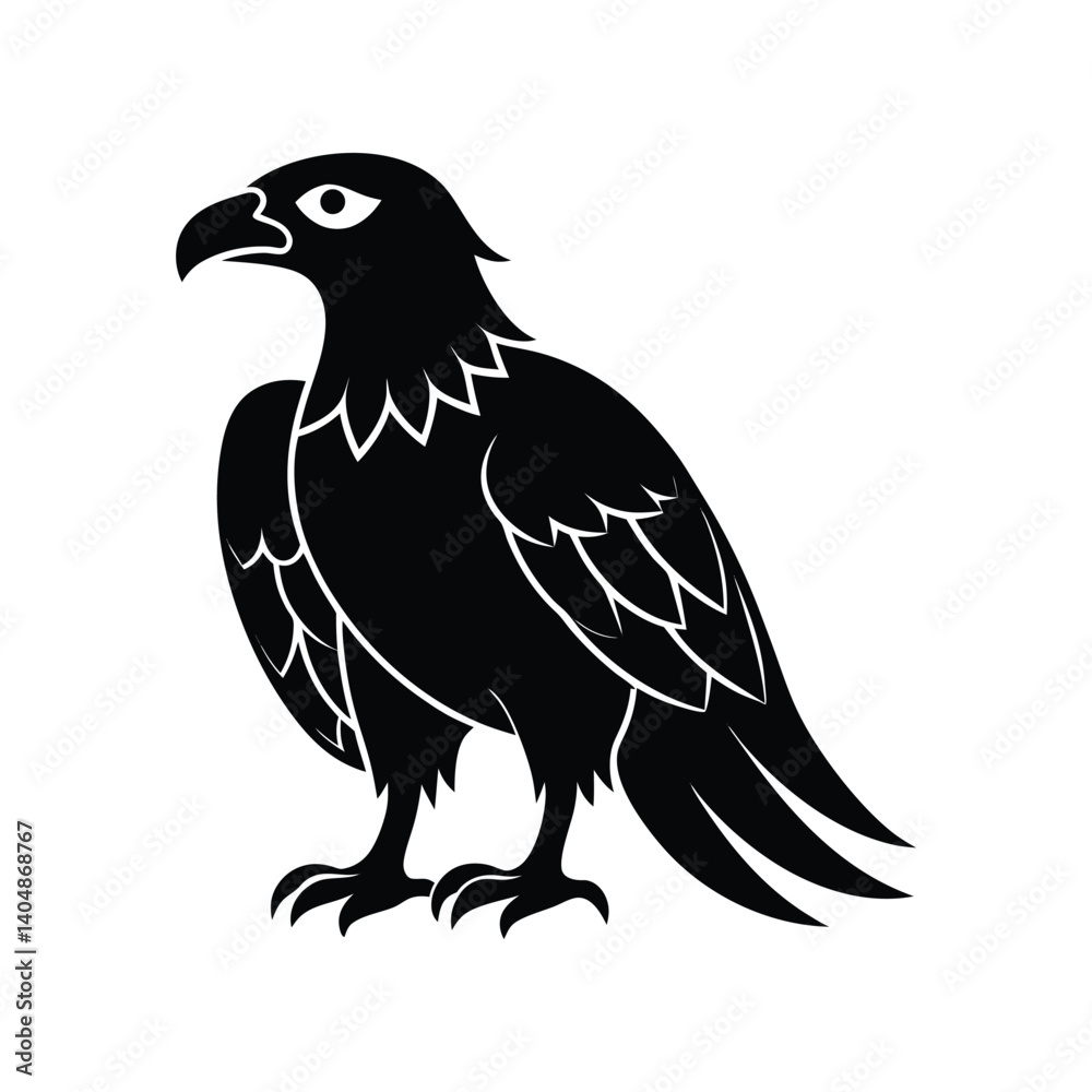Fototapeta premium Majestic eagle vector illustration, a wild bird silhouette isolated on white.