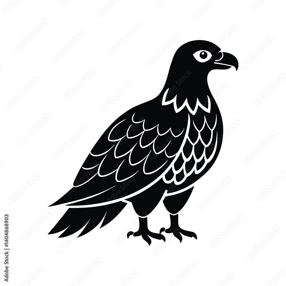 Fototapeta premium Majestic eagle vector illustration, a wild bird silhouette isolated on white.