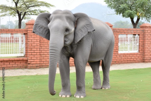 A rescued elephant enjoying freedom in a spacious field