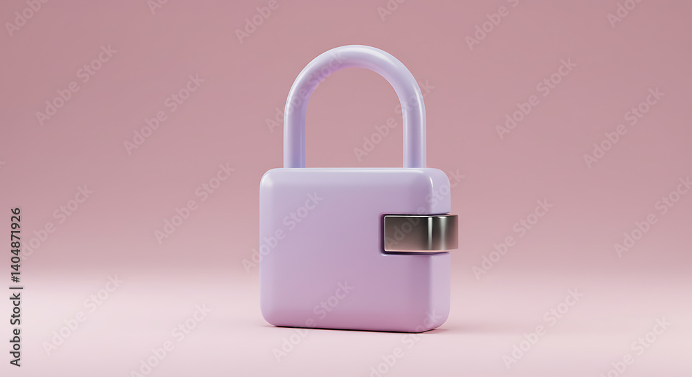 Pink Padlock Icon on Black Background Symbolizing Security and Protection