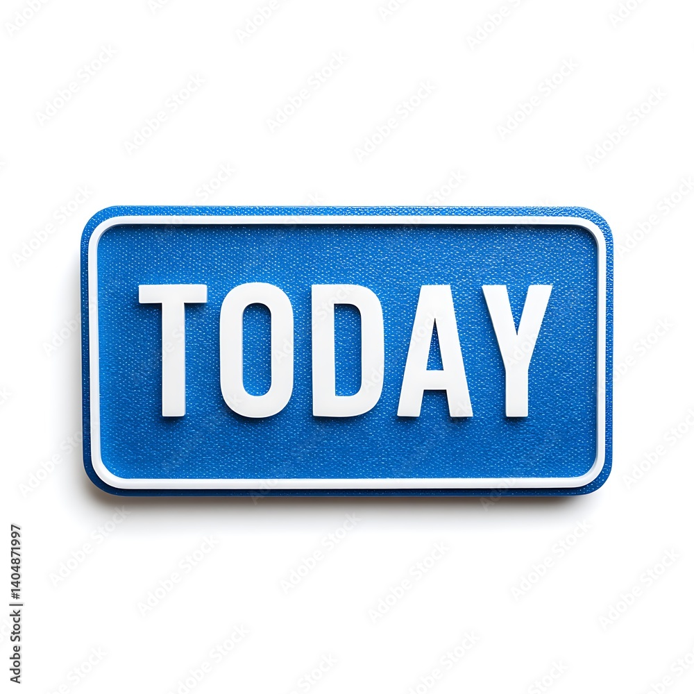 Blue sign with the word today in white letters isolated on white background Blue sign with the word today in white letters isolated on white background