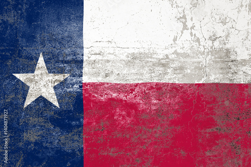 Texas State Flag. Dirty Texas state flag on the wall.