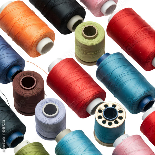 Sewing Thread: Colors & Spools on Transparent  background