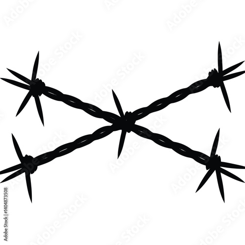 Barbed wire silhouette vector isolated on white background 