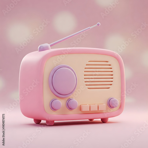 3d render retro radio vector