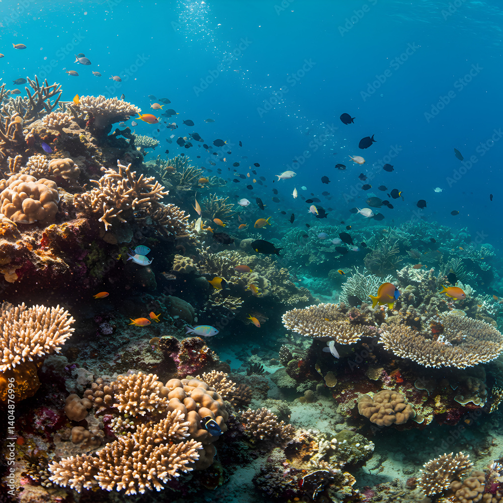 Fototapeta premium Vibrant marine life thriving in a healthy coral reef ecosystem underwater