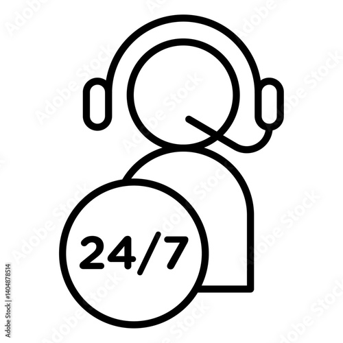24 hrs support or service icon Simple outline vector logo