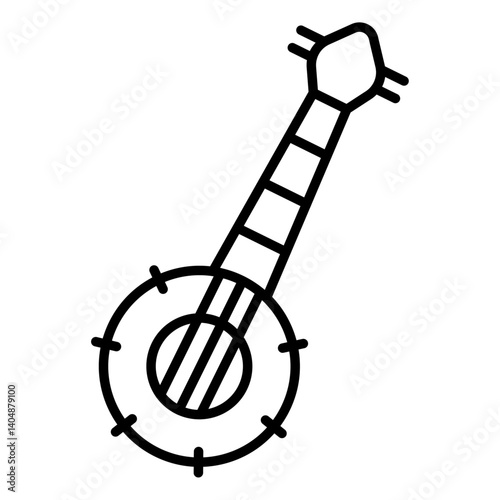banjo icon Simple outline vector logo