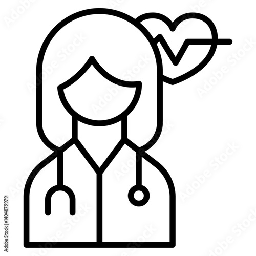 Cardiologist icon Simple outline vector logo