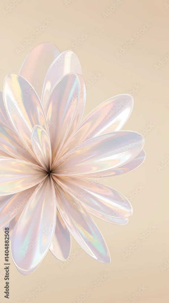 Naklejka premium Pearly White Abstract Floral Design, Phone Wallpaper