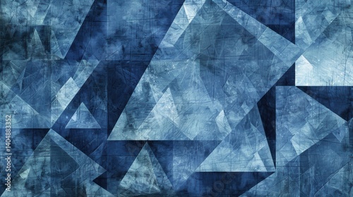 Striking Abstract Blue Background: Triangles and Rectangles Layered in Contemporary Modern Art Design