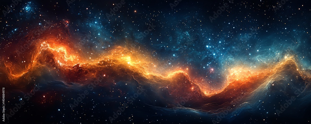Obraz premium A mesmerizing visual of glowing particles cascading into abstract constellations, creating a dazzling cosmic display.