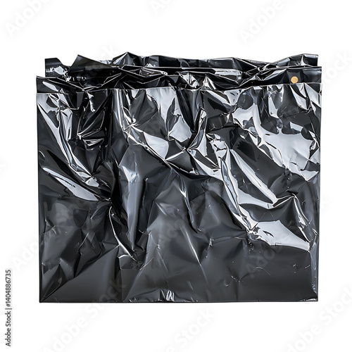 Obraz na płótnie A crumpled shiny plastic folder or sheet with wrinkles and reflective surface texture displayed on a transparent background w salonie