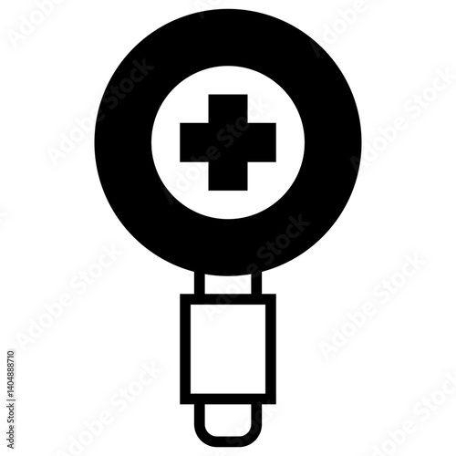 medical symbol in magnifying glass icon
