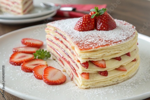 Vanilla strawberry mille crepe