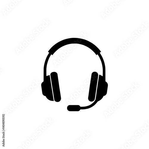 Headset microphone vector illustration for call center support and gaming communication design
