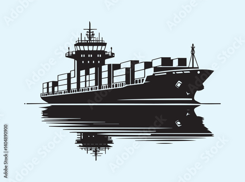 Silhouette of Industrial Cargo Ship