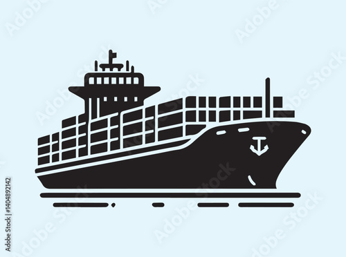 Maritime Cargo Ship Silhouette Design