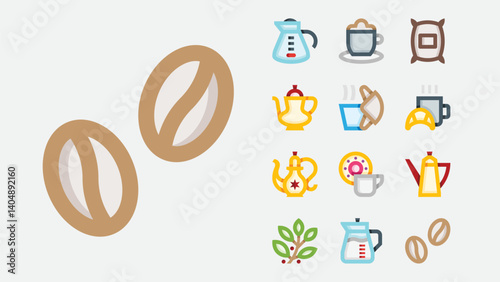 Coffee Brewing Barista Color Icons