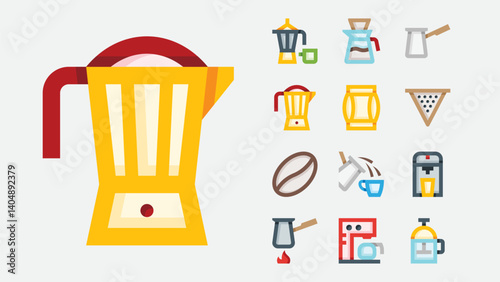 Coffee Brewing Barista Color Icons