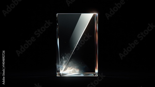 A rectangular prism with a triangular prism cut out of it.