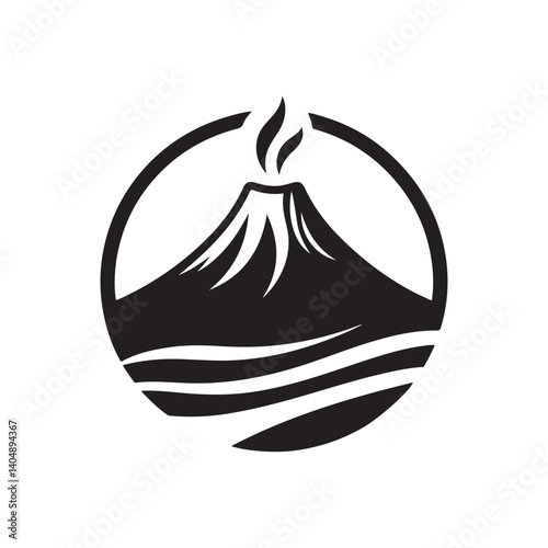 volcano vector silhouette clip art logo design