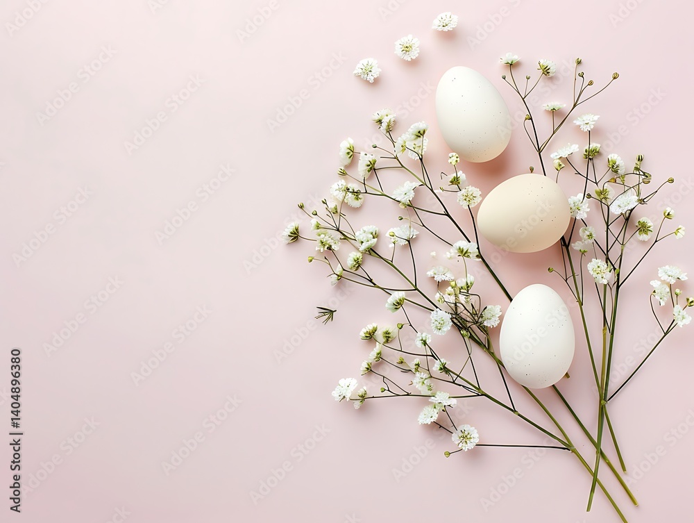 Minimalist Easter Design with Sparse Spring Flowers and Decorated Eggs, Subtle Rabbit Motifs in Soft Pastel Tones and Natural Lighting for Modern Branding and Digital Projects Minimalist Easter Design with Sparse Spring Flowers and Decorated Eggs, Subtle Rabbit Motifs in Soft Pastel Tones and Natural Lighting for Modern Branding and Digital Projects