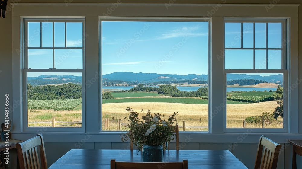 Fototapeta premium Cross-ventilation setup with opposite windows wide open and breeze flowing