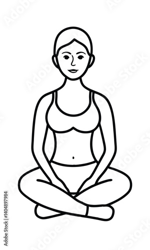 Line Art Of Woman In Lotus Position For Yoga And Meditation Practices Simplified Vector Illustration