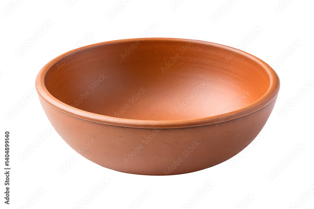 Empty terracotta bowl on a white surface, pottery, rustic bowl, terracotta Empty terracotta bowl on a white surface, pottery, rustic bowl, terracotta