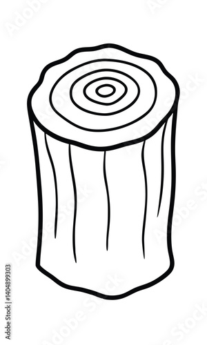 Simple Line Art Illustration Of A Tree Stump With Concentric Rings Isolated On White Background