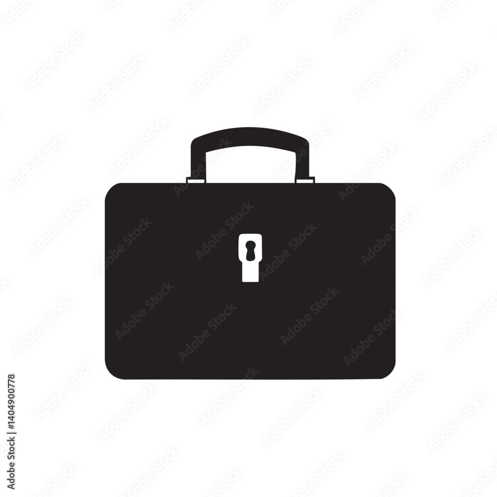 Simple Black Briefcase Icon with Lock and Minimalist Design Simple Black Briefcase Icon with Lock and Minimalist Design