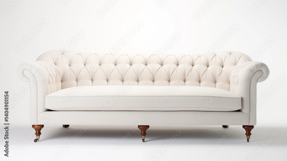 Cream Chesterfield Sofa Button Tufted Rolled Arms Wooden Legs Cream Chesterfield Sofa Button Tufted Rolled Arms Wooden Legs