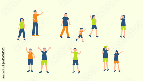 半袖を着たアクティブな人々のイラスト