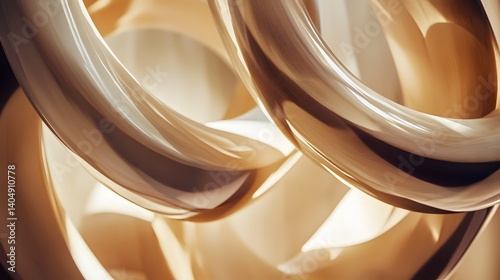 Abstract Swirling Cream and Gold Shapes with Warm Lighting
