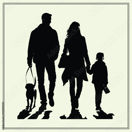 Silhouette of a Family Walk, Together
