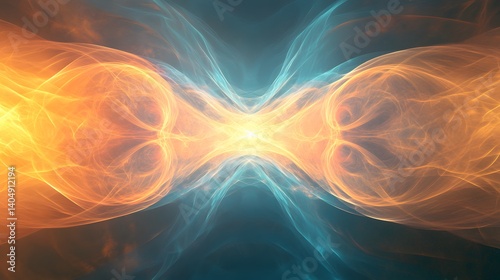 Abstract Swirling Energy Luminous Orange and Teal Hues