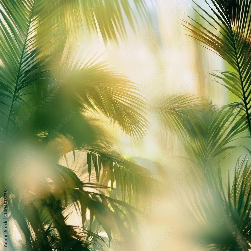 Soft palm tree wallpaper, natural design.