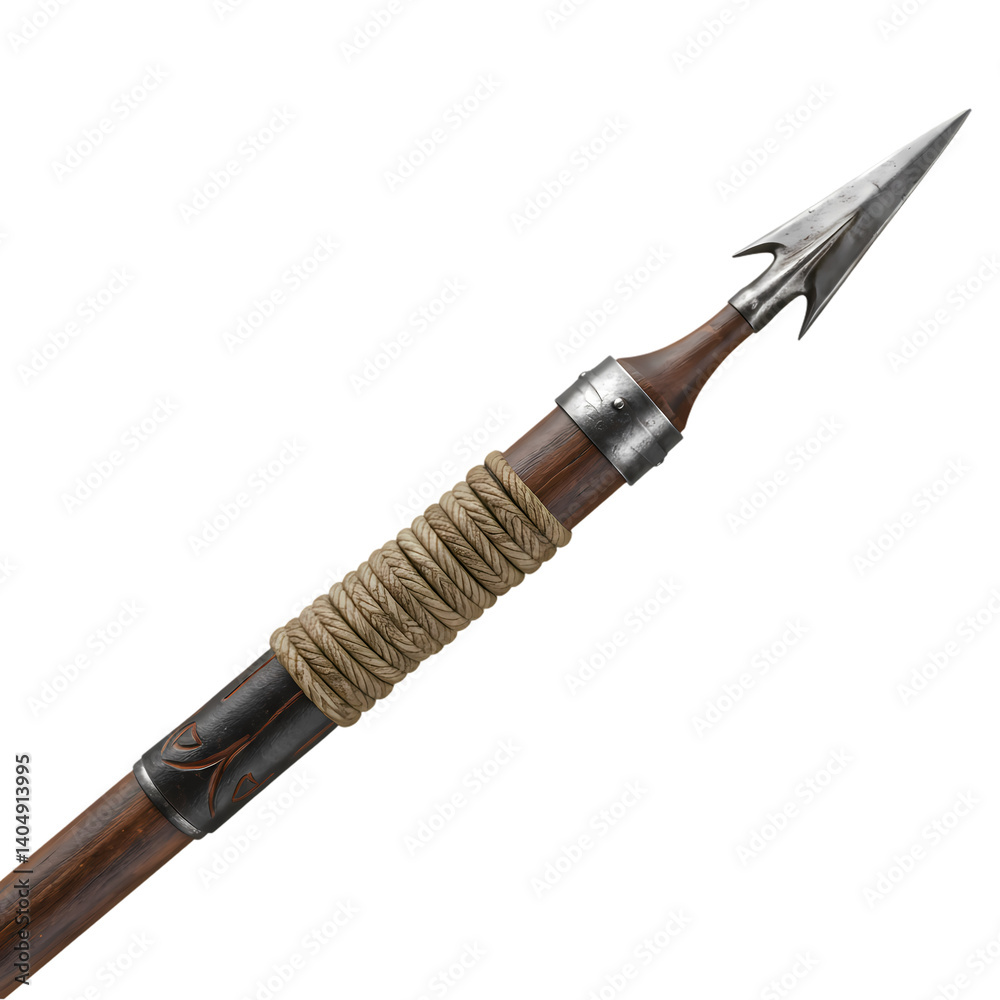 Naklejka premium Medieval Spearhead: Close-Up on Transparent background